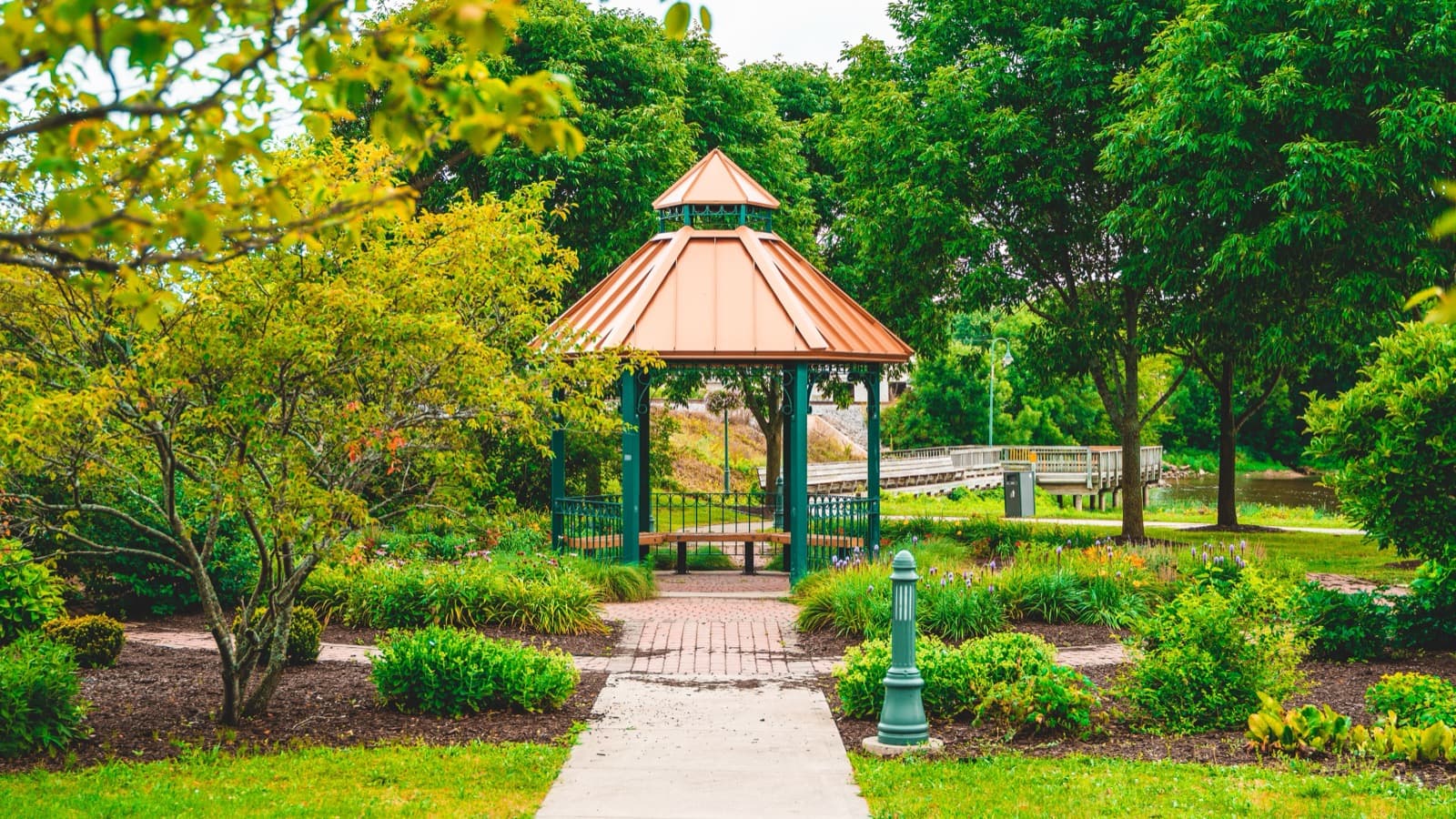 Landscaped garden beds and ornamental plantings